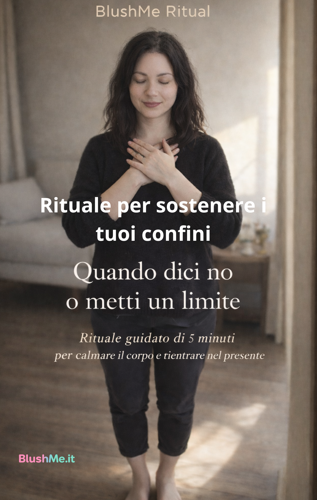 ragazza con le mani sul petto per fare grounding