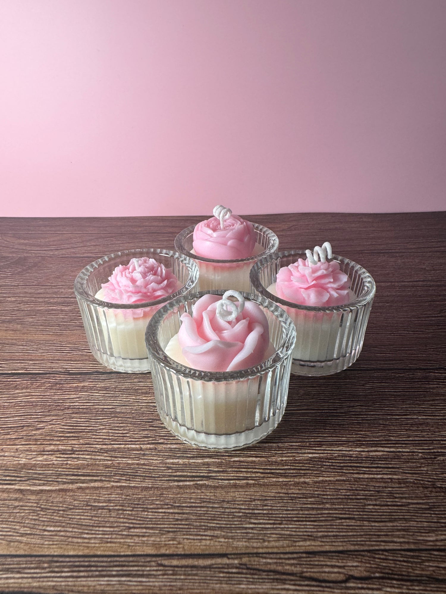 candela tealight in vetro con fiore