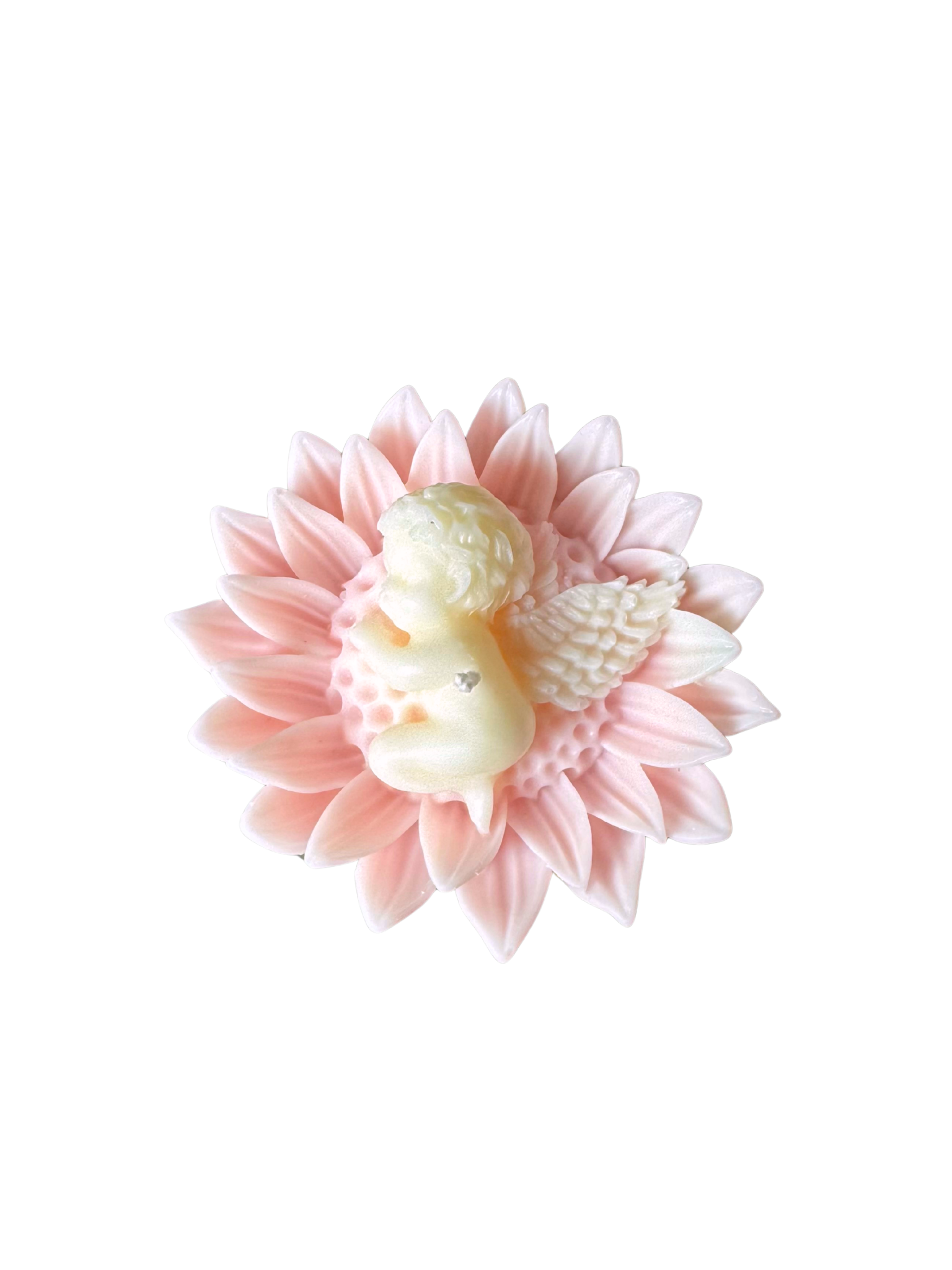 candela con angioletto che dorme su fiore