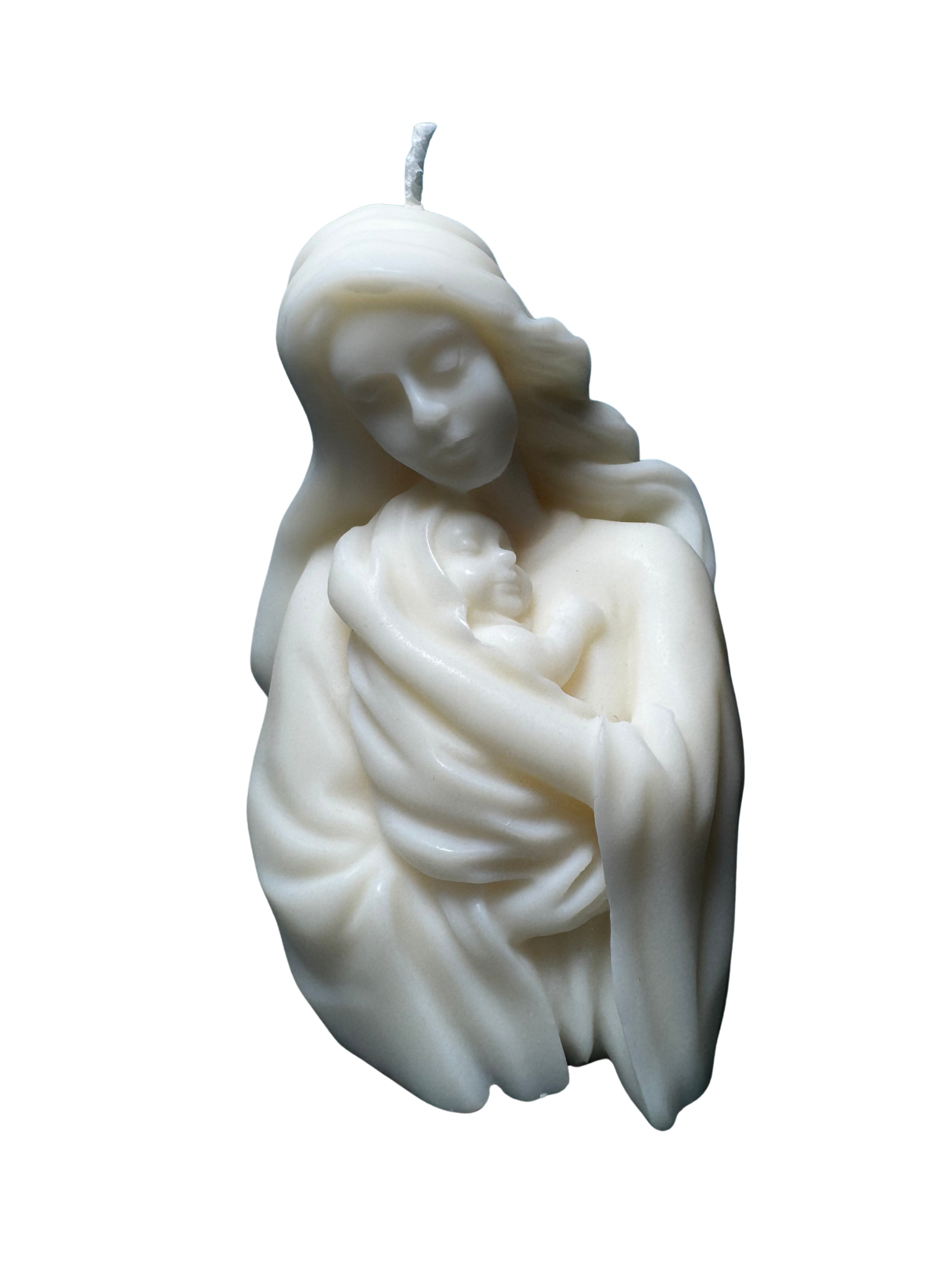 candela madonna con gesù di colore bianco