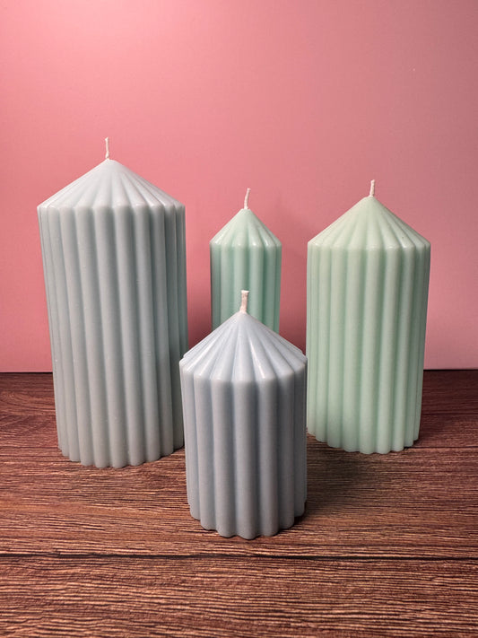 collezione di candele plissé scanalate e profumate