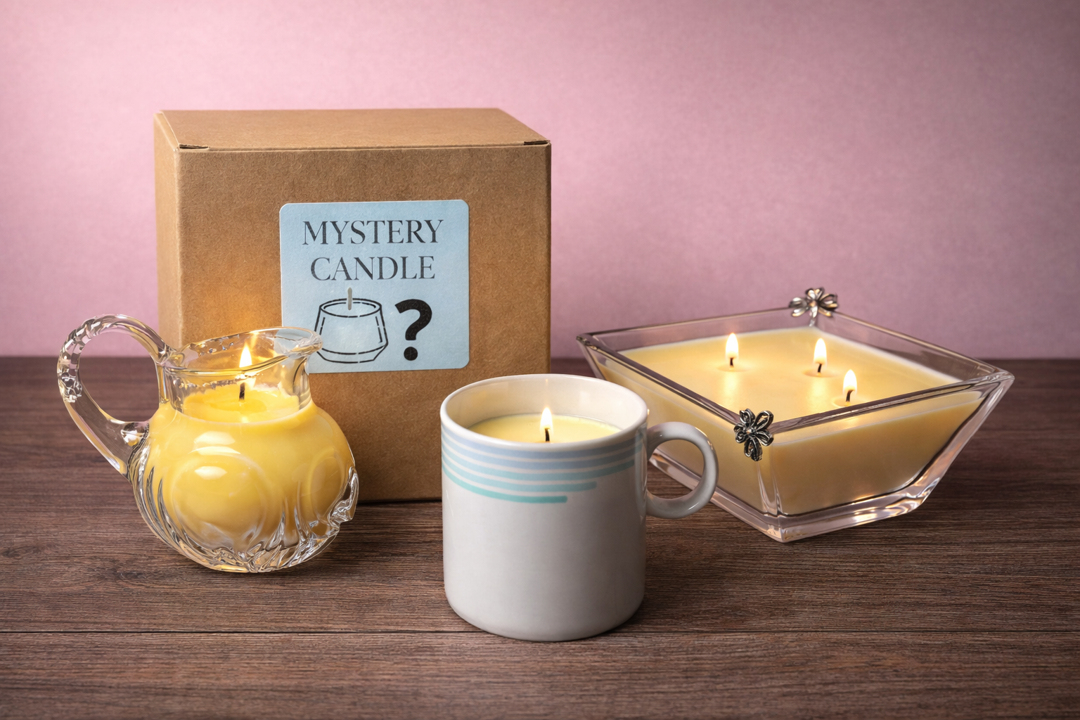 esempi di mystery candle che vengono regalate con un ordine minidmo di 12 euro